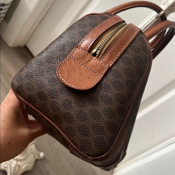 CELINE Macadam Mini Boston Hand Bag Purse Brown PVC Leather Italy - Picture 4 of 10